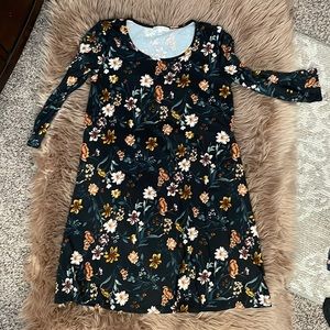 Multi fall color floral dress on black, size sm